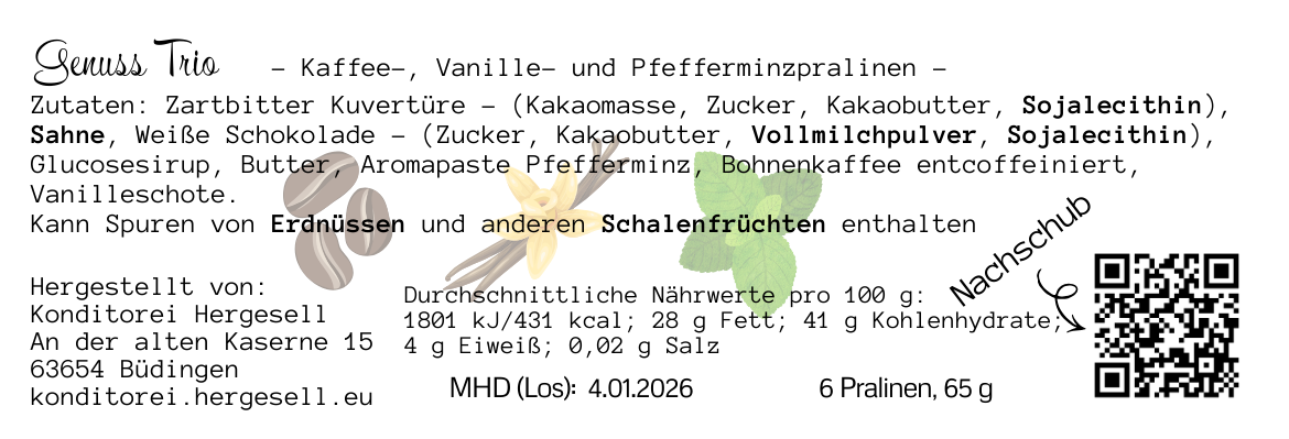 6-er Stange Pralinen